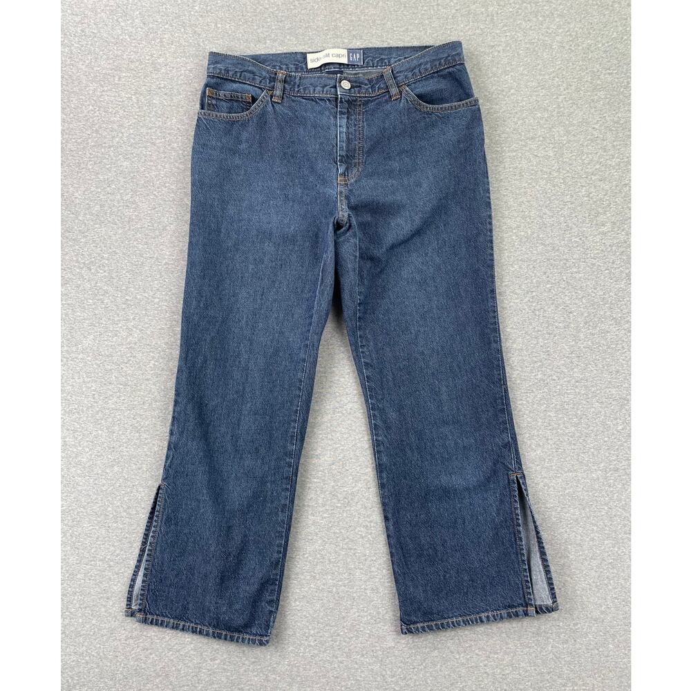 Vintage Y2K GAP Side-Slit Capri Jeans Womens 10 Medium Wash Blue Denim Mid Rise